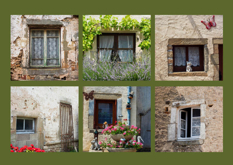 Met de Franse slag 16 Collage van ramen in frans dorp