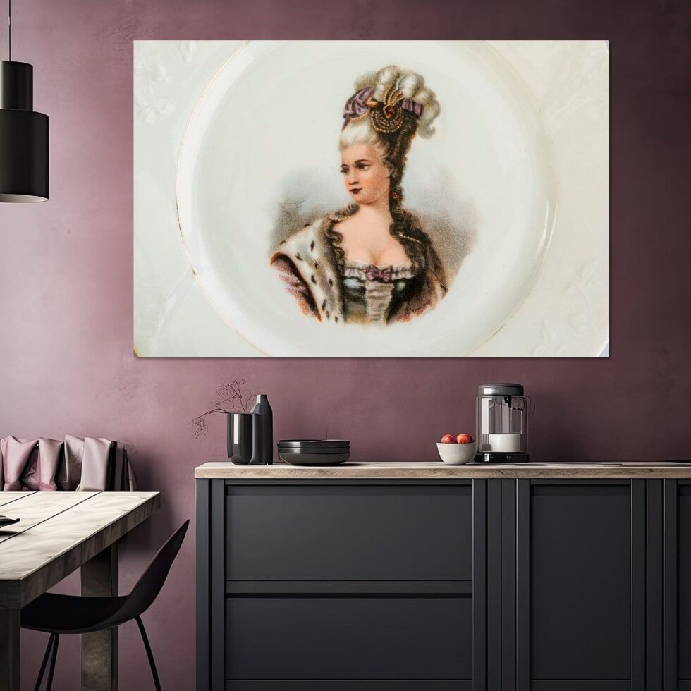 1893312 Madame de Pompadour oud Frans bordje