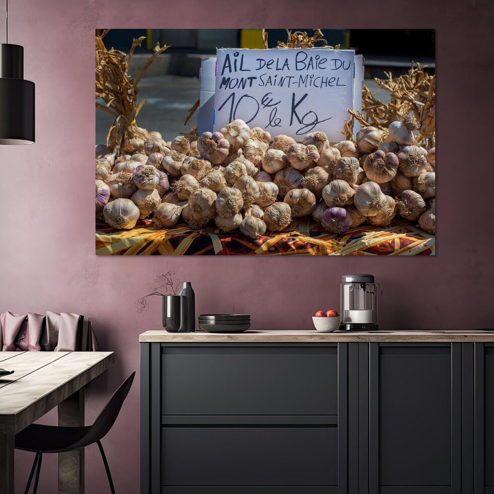 1997089 Knoflook op Franse markt met tekst